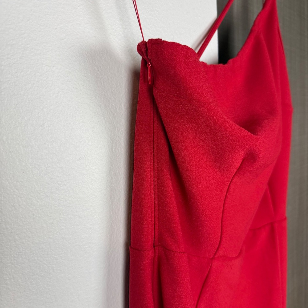 NEW Abercrombie & Fitch Red Asymmetrical One Shoulder Maxi Dress Size Large Tall - Picture 10 of 12